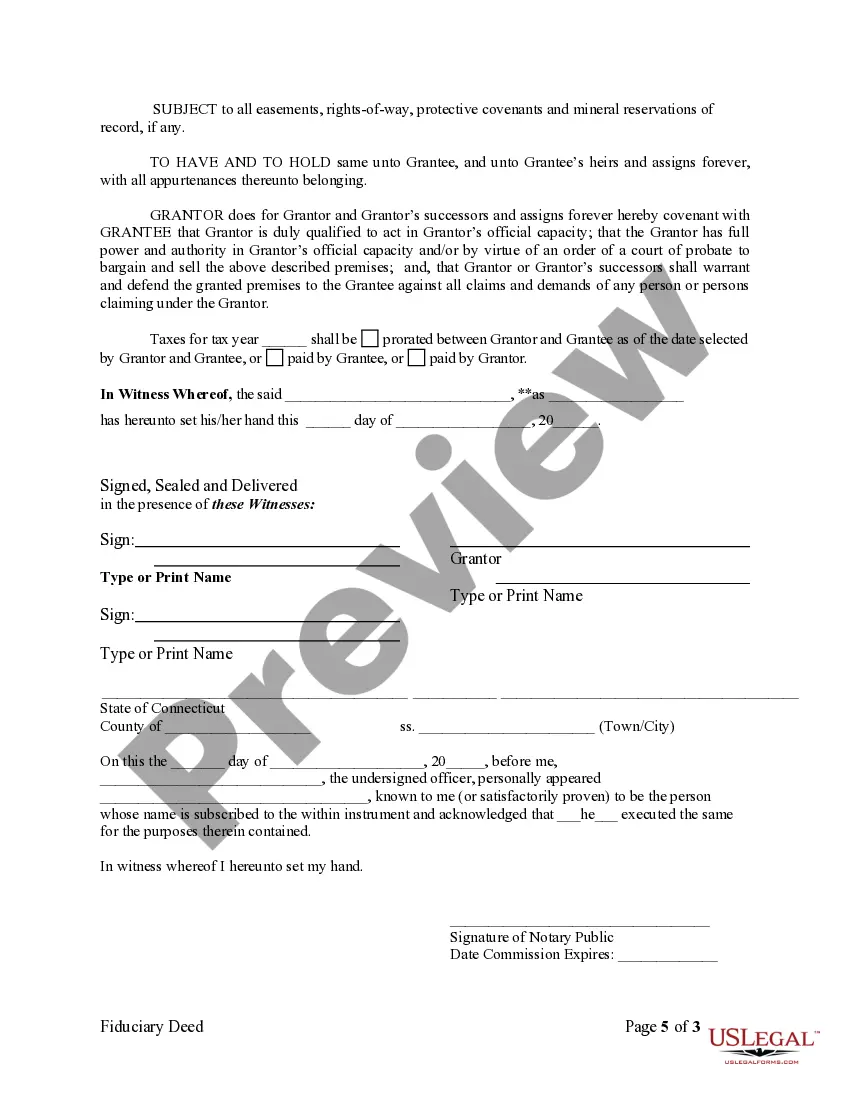 Preview Fiduciary Deed for Executors, Trustees, and other Fiduciaries