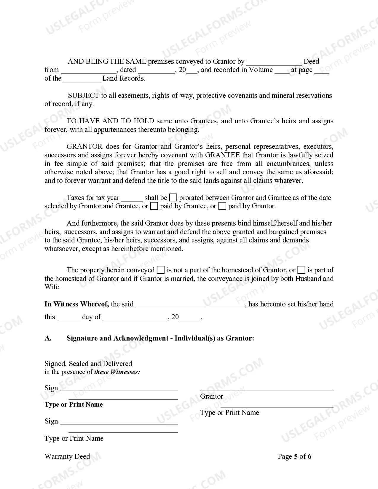 Preview Warranty Deed from Individuals, Limited Partnership or LLC is the Grantor or Grantee