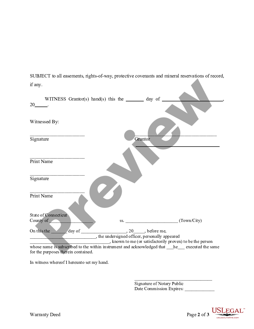 Connecticut Warranty Deed from Individual to Trustees of Revocable ...