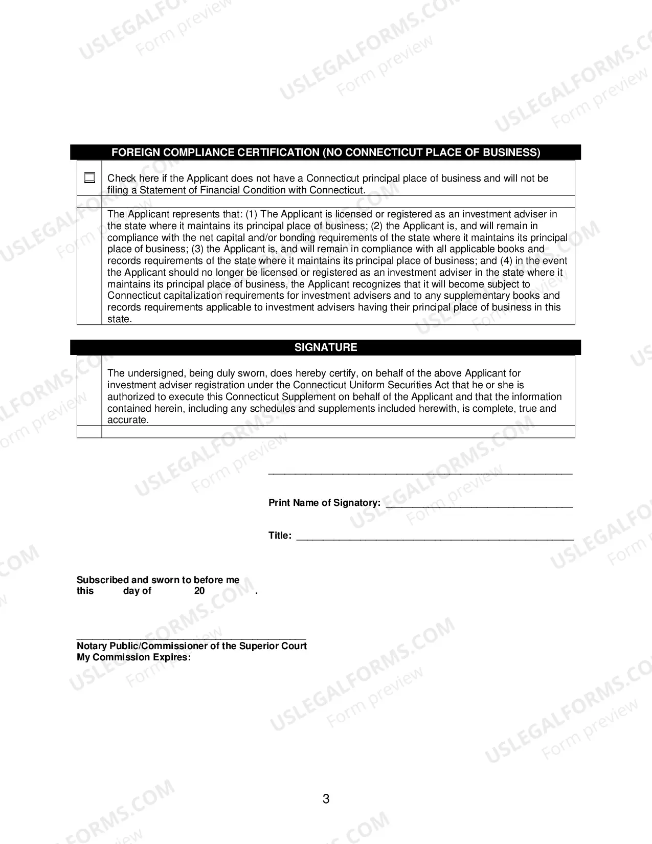 Preview Connecticut Supplement For State-Regulated Investment