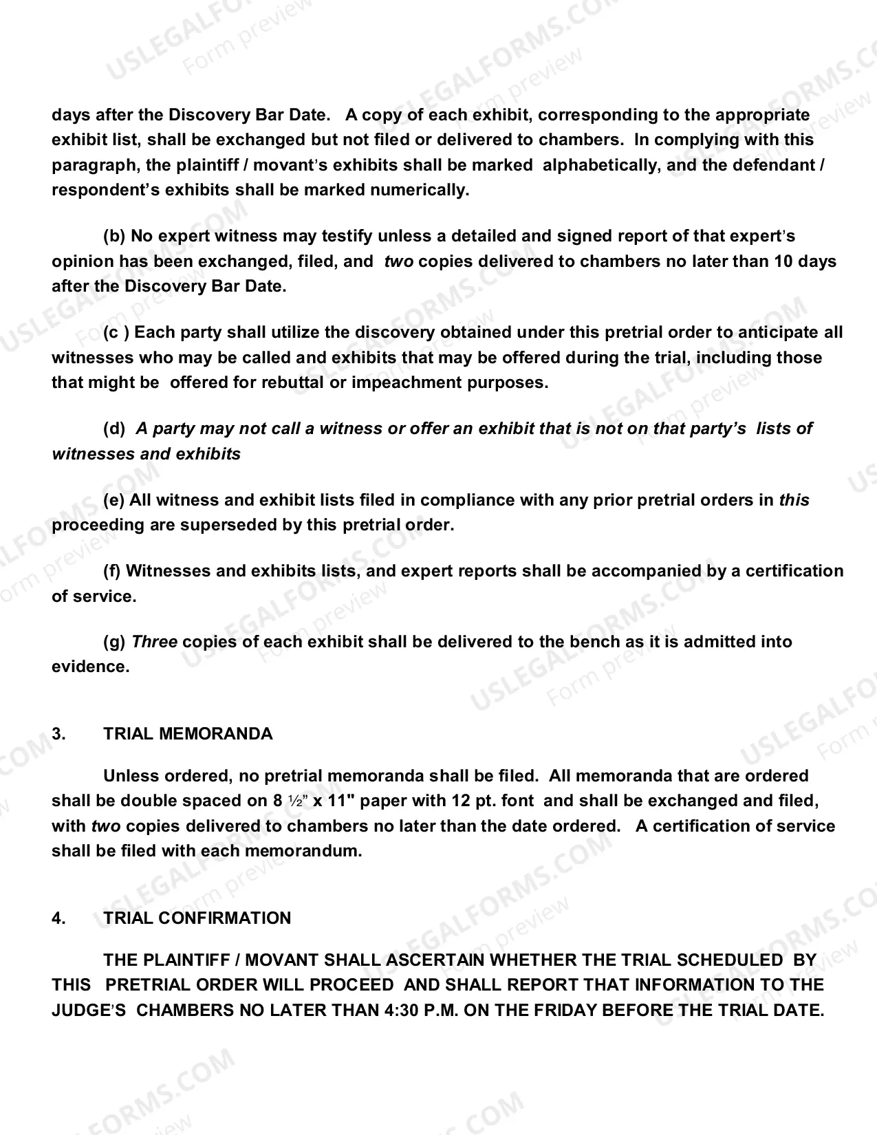 Preview Pretrial Order (Bridgeport)