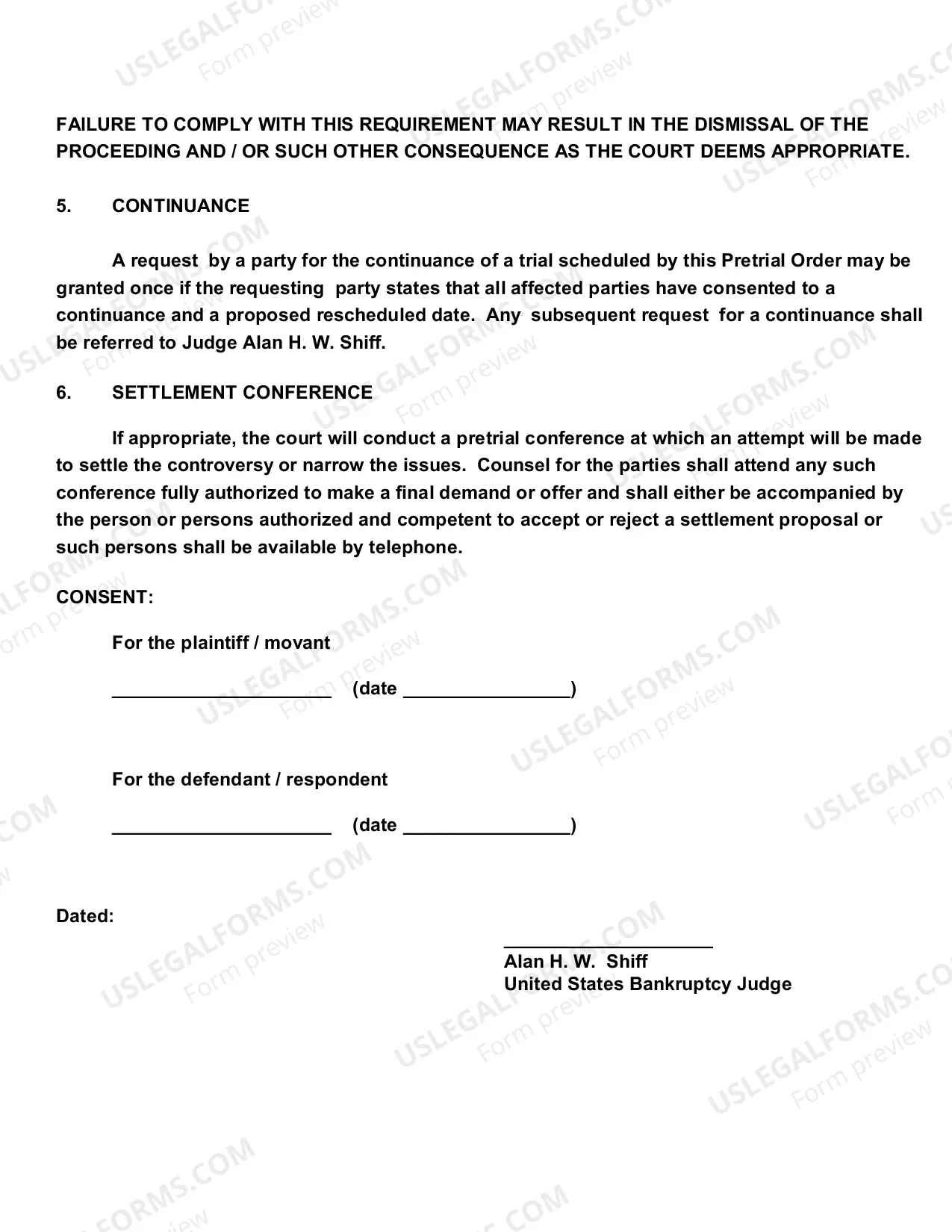 Preview Pretrial Order (Bridgeport)