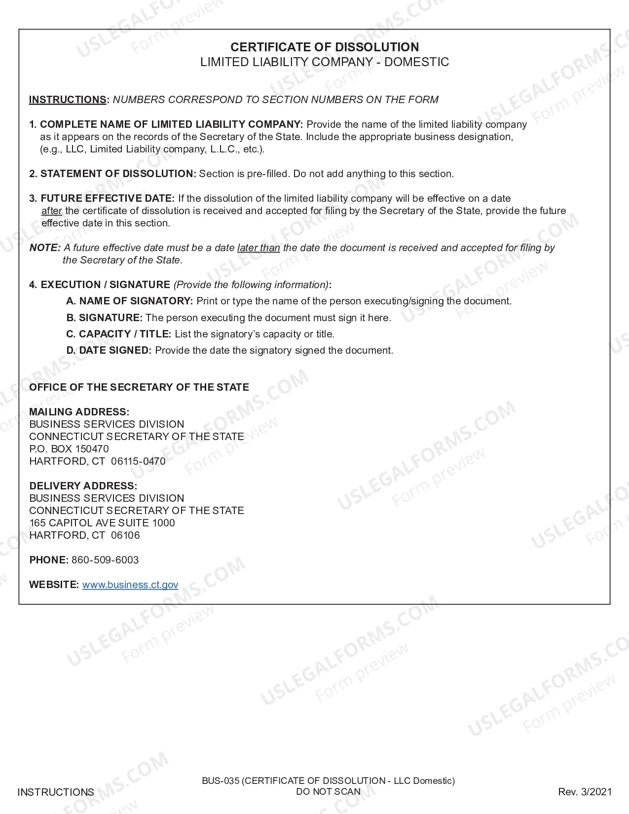 Preview Articles of Dissolution (Domestic LLC)