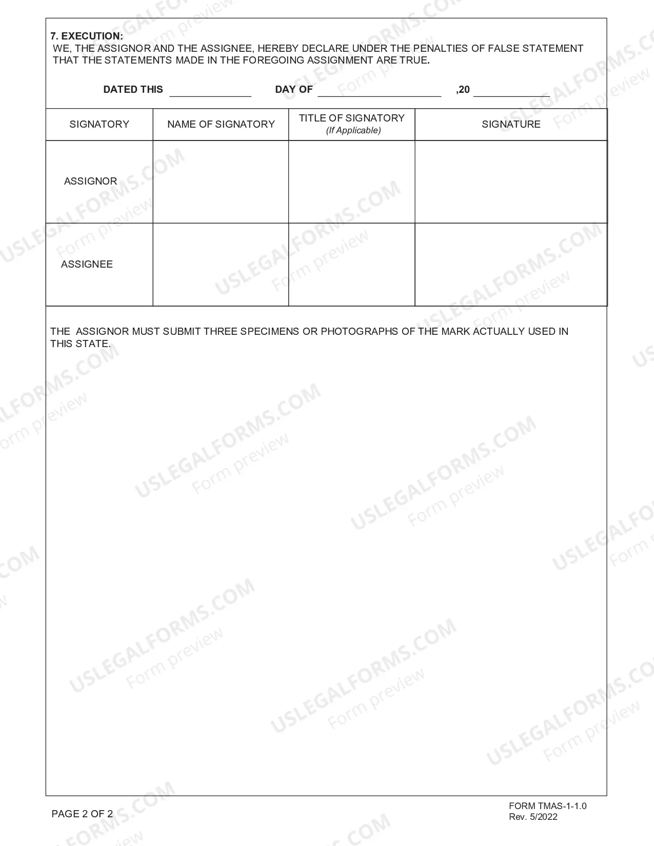 Preview Assignment of Registered Mark