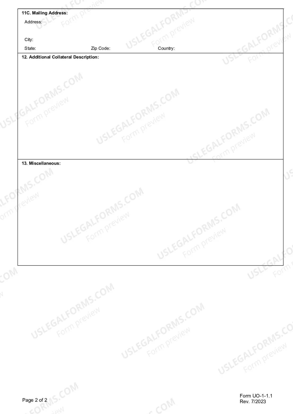Preview Connecticut UCC1 Financing Statement Addendum