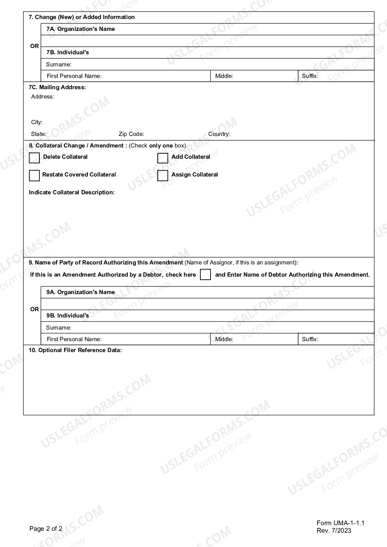Preview Connecticut UCC3 Financing Statement