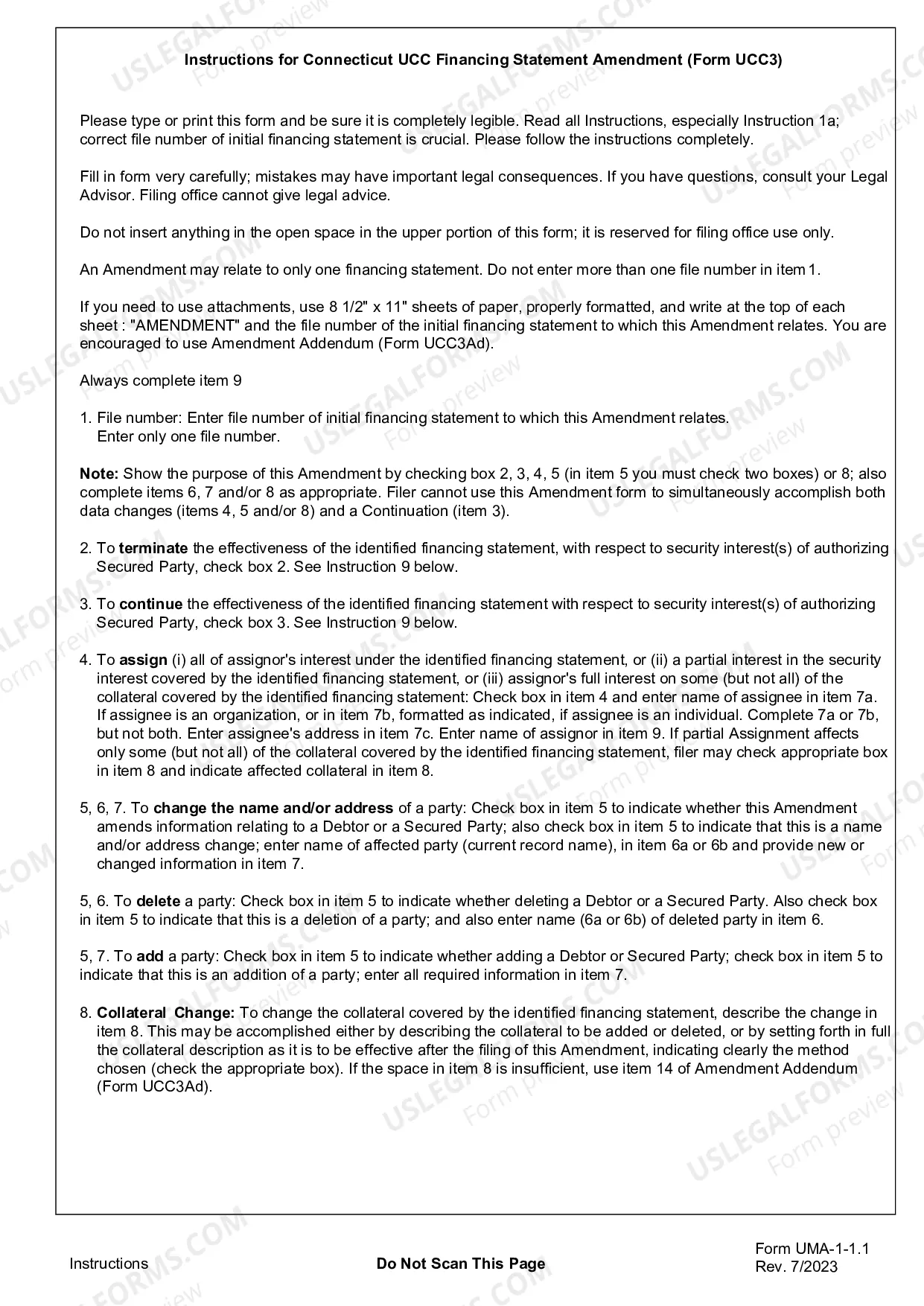 Preview Connecticut UCC3 Financing Statement