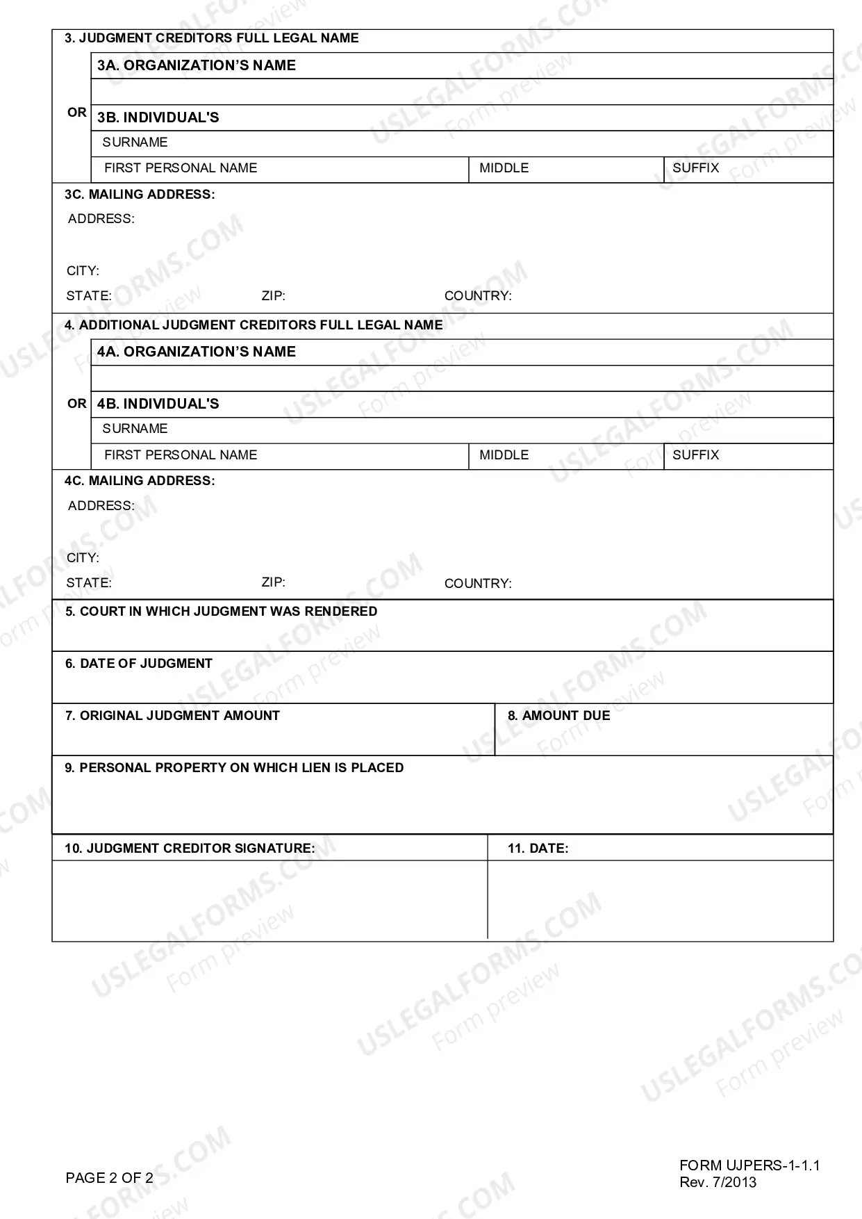 Preview Judgment Lien Certificate