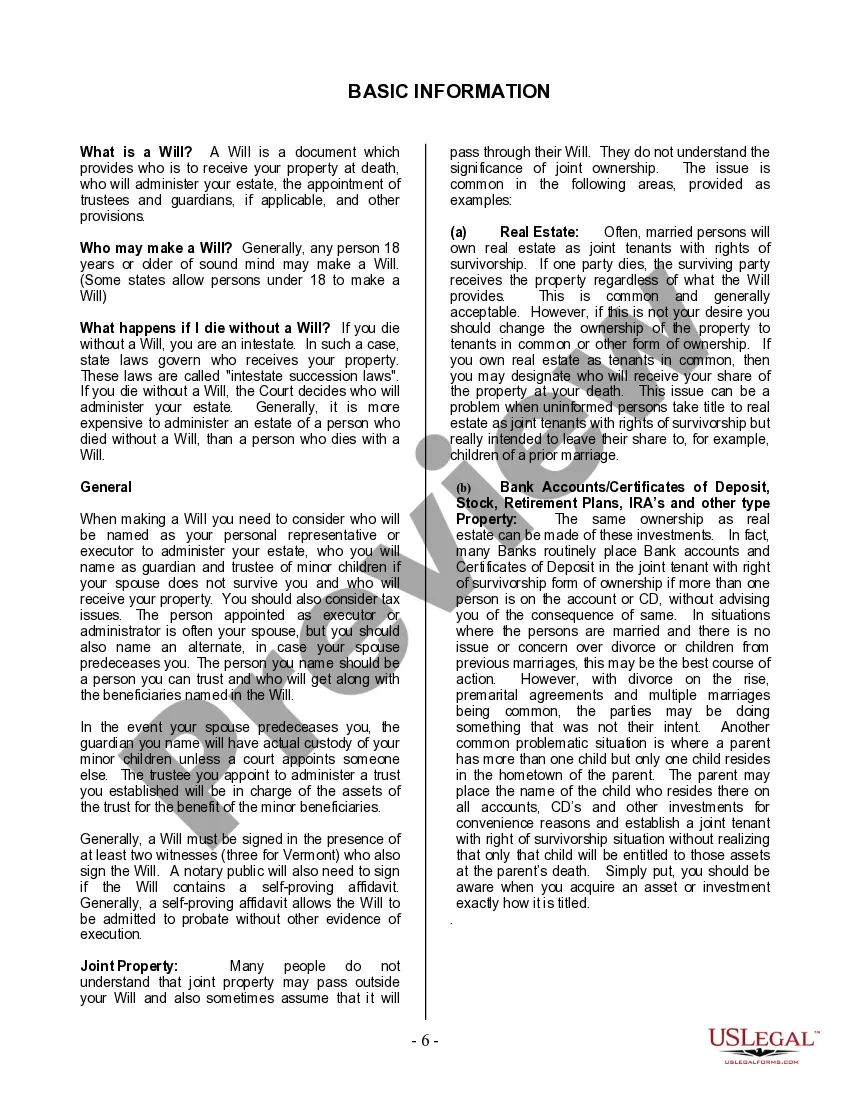 Preview Last Will and Testament for Single Person with Adult and Minor Children