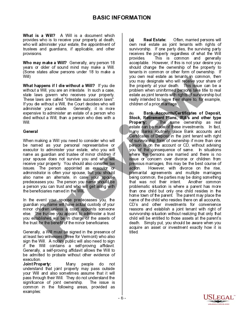 Preview Last Will and Testament for Single Person with Adult Children