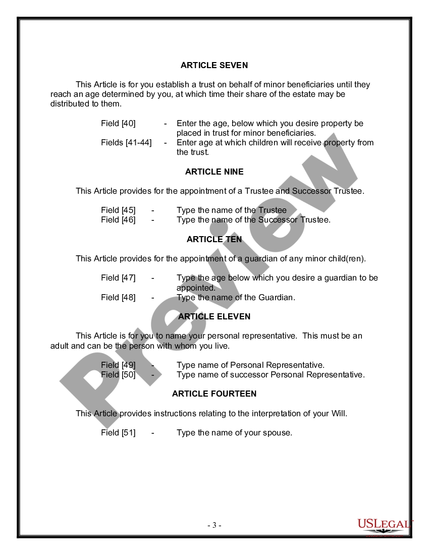 page 2 Legal Last Will and Testament for Married Person with Minor Children from Prior Marriage preview
