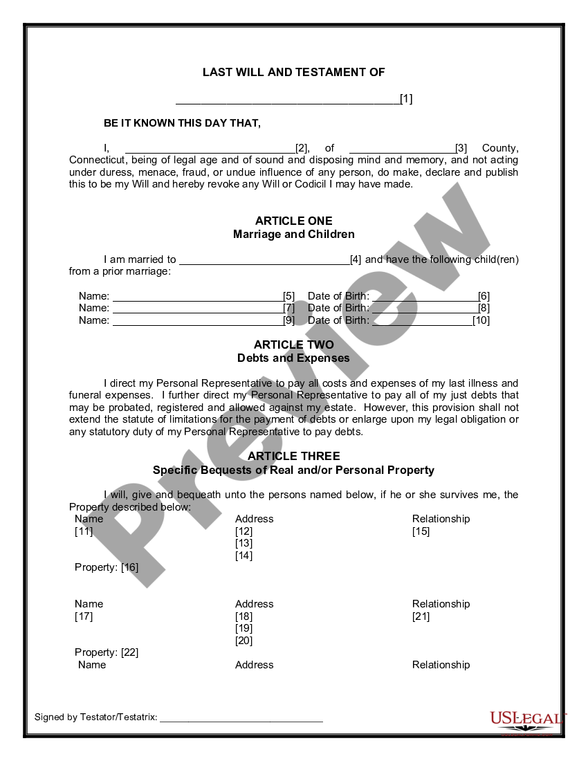 page 7 Legal Last Will and Testament for Married Person with Minor Children from Prior Marriage preview