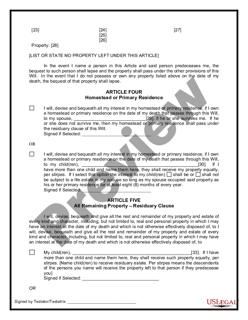 page 8 Legal Last Will and Testament for Married Person with Minor Children from Prior Marriage preview