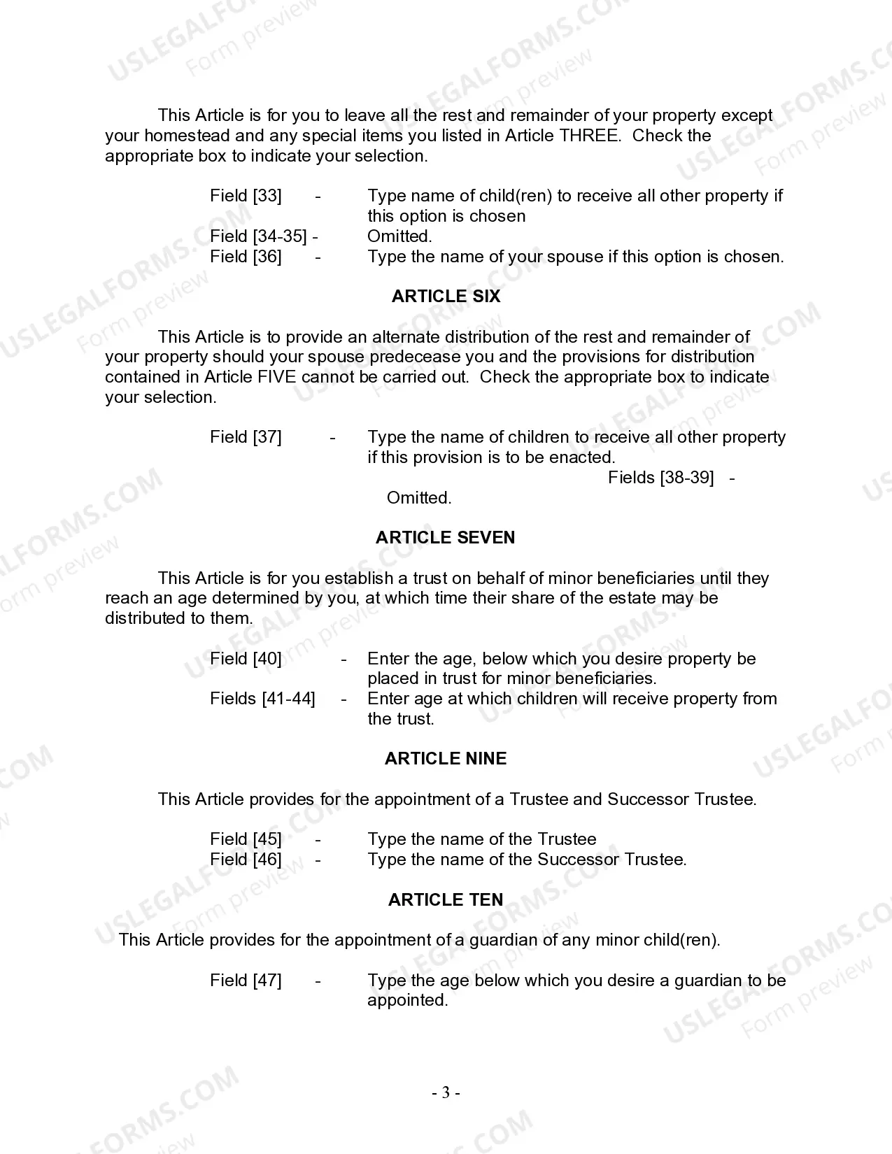 Preview Last Will and Testament for Married Person with Minor Children from Prior Marriage