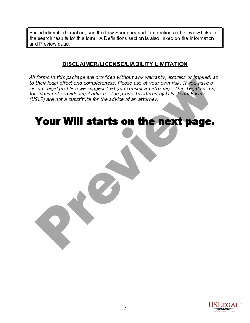 Preview Last Will and Testament for Divorced Person not Remarried with Adult Children