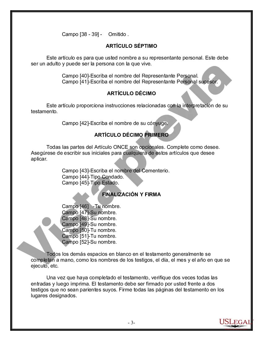 Preview Formulario de última voluntad y testamento legal para una persona casada con hijos adultos de un matrimonio anterior