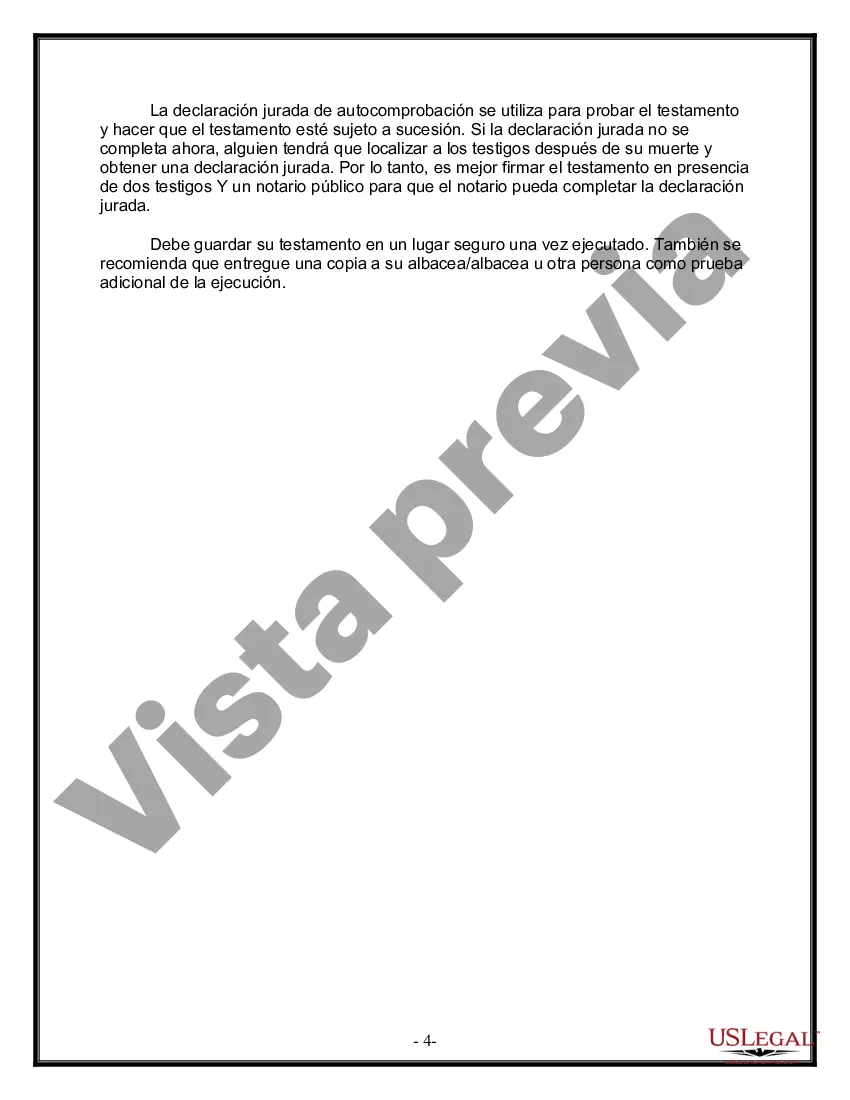 Preview Formulario de última voluntad y testamento legal para una persona casada con hijos adultos de un matrimonio anterior
