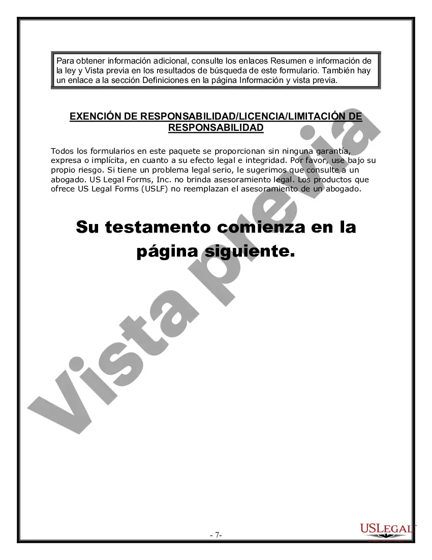 Preview Formulario de última voluntad y testamento legal para una persona casada con hijos adultos de un matrimonio anterior