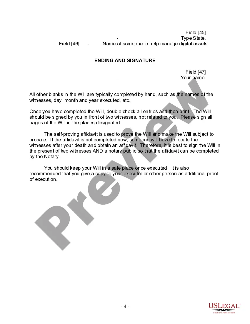 Preview Last Will and Testament for Married Person with Adult Children from Prior Marriage