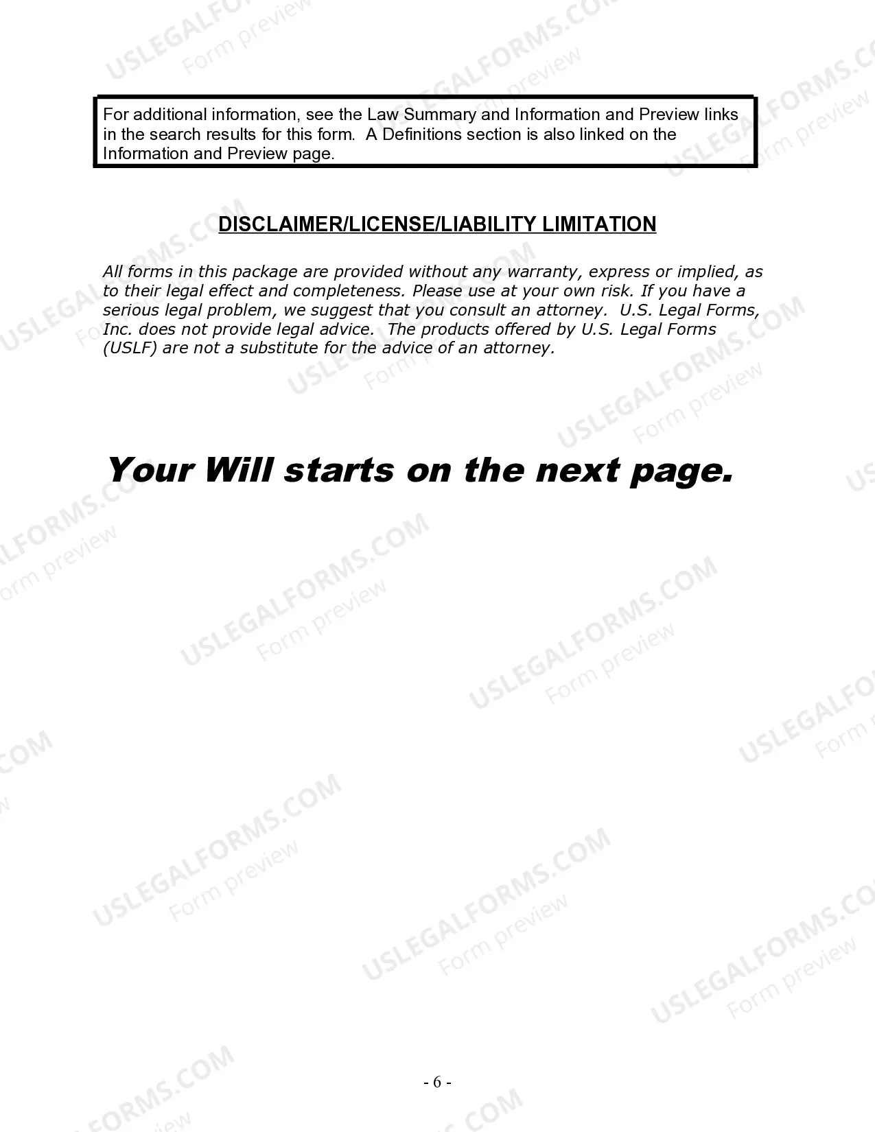 Preview Last Will and Testament for Divorced Person Not Remarried with No Children