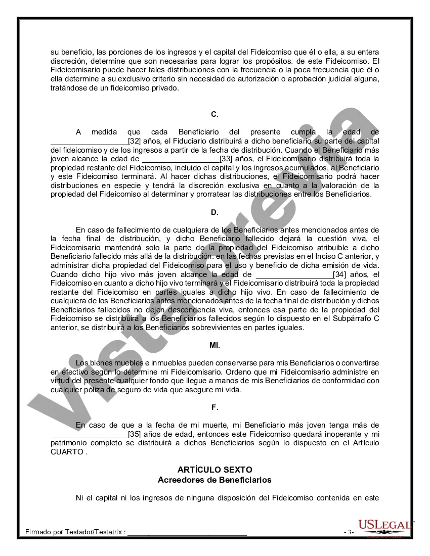 Preview Formulario de última voluntad y testamento legal para personas divorciadas que no se han vuelto a casar con hijos menores