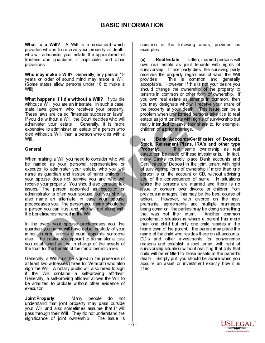 Preview Last Will and Testament for Divorced person not Remarried with Minor Children