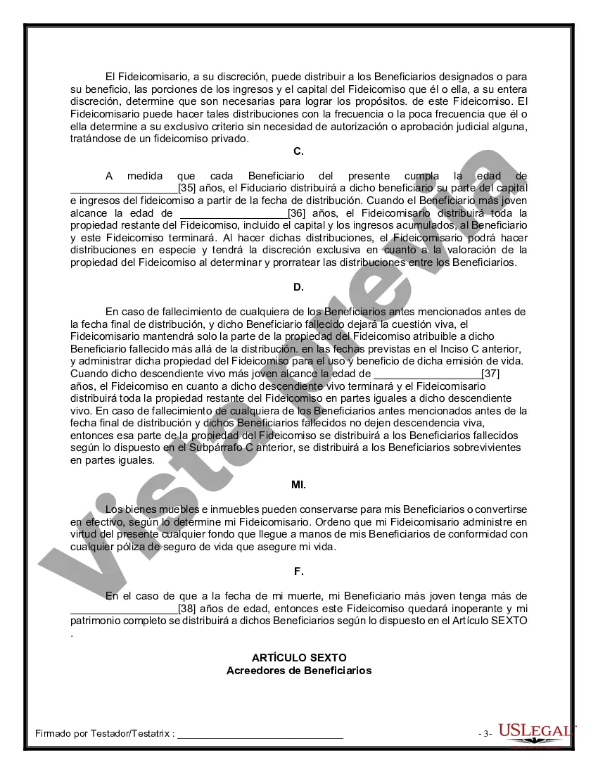 Preview Formulario de última voluntad y testamento legal para personas divorciadas que no se han vuelto a casar con hijos adultos y menores