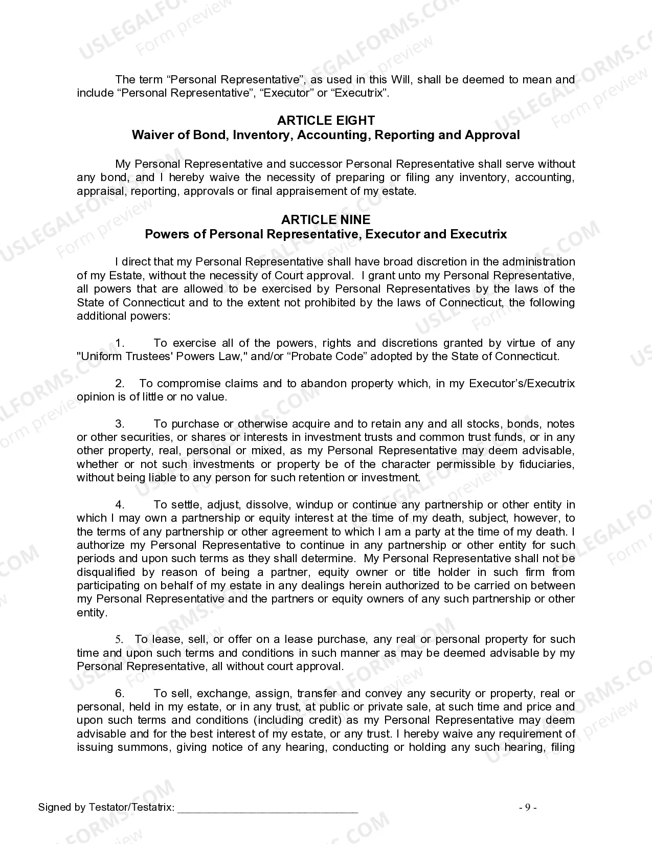 Preview Last Will and Testament for Civil Union Partner with Adult Children