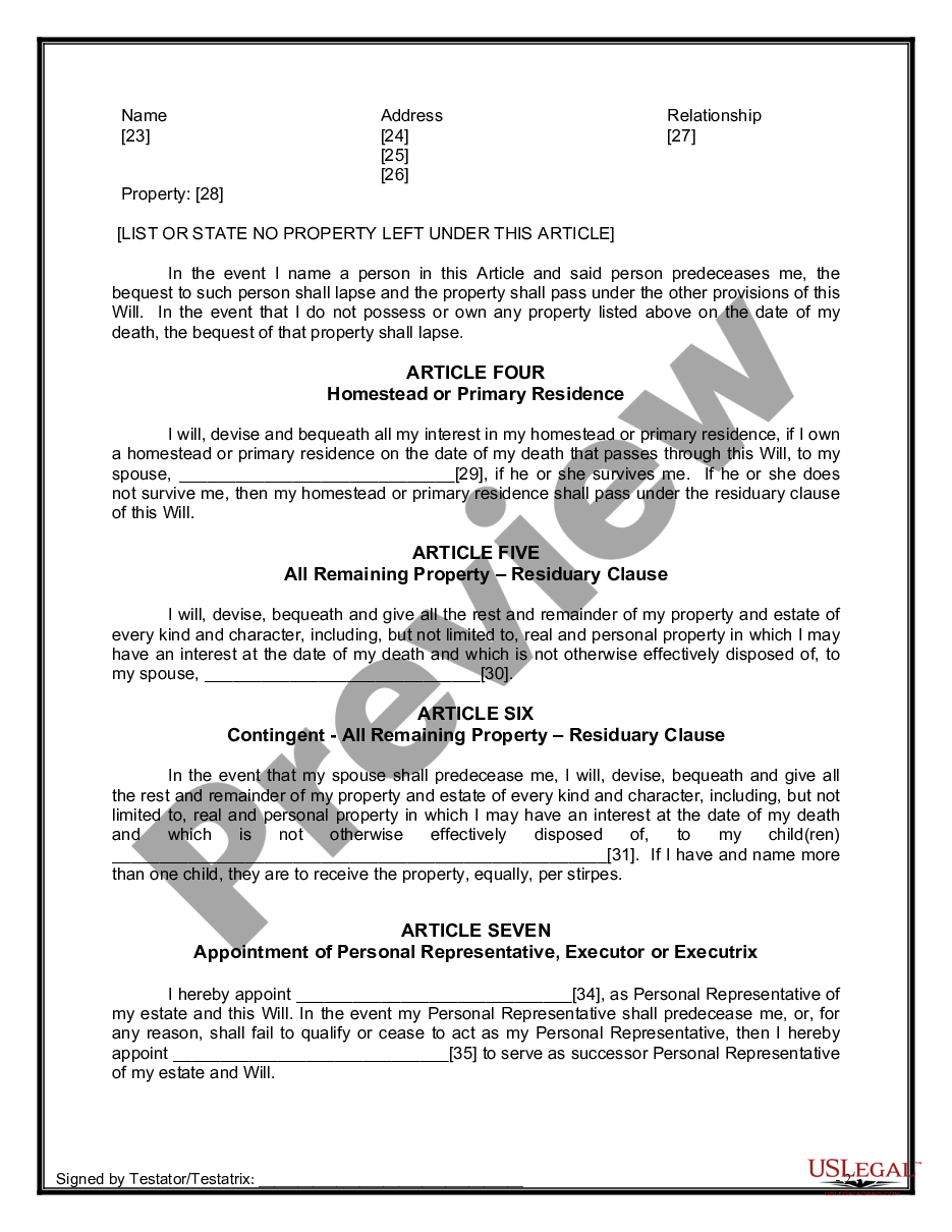 page 7 Legal Last Will and Testament Form for Married Person with Adult Children preview