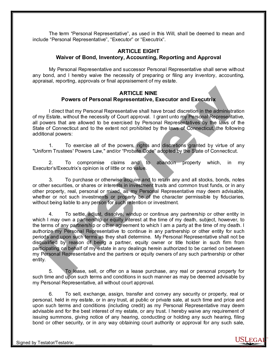 form Legal Last Will and Testament Form for Married Person with Adult Children preview