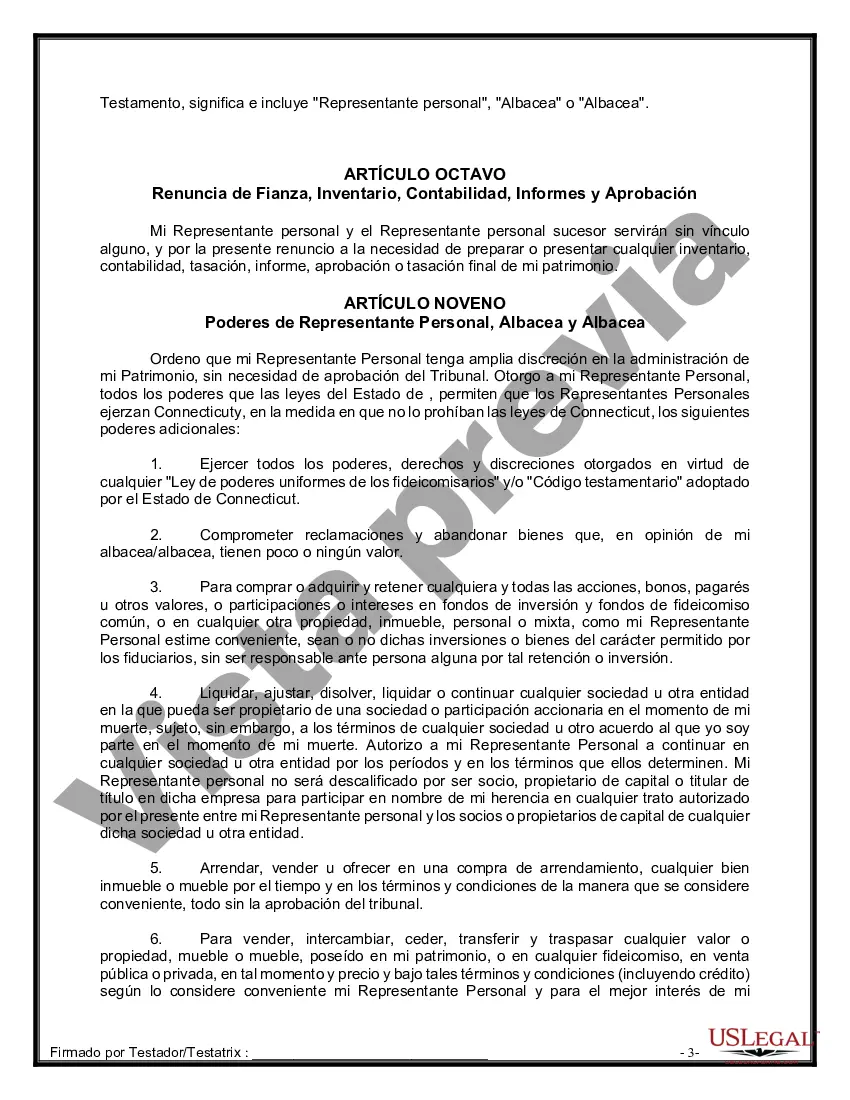 Preview Formulario de última voluntad y testamento legal para una pareja de unión civil sin hijos