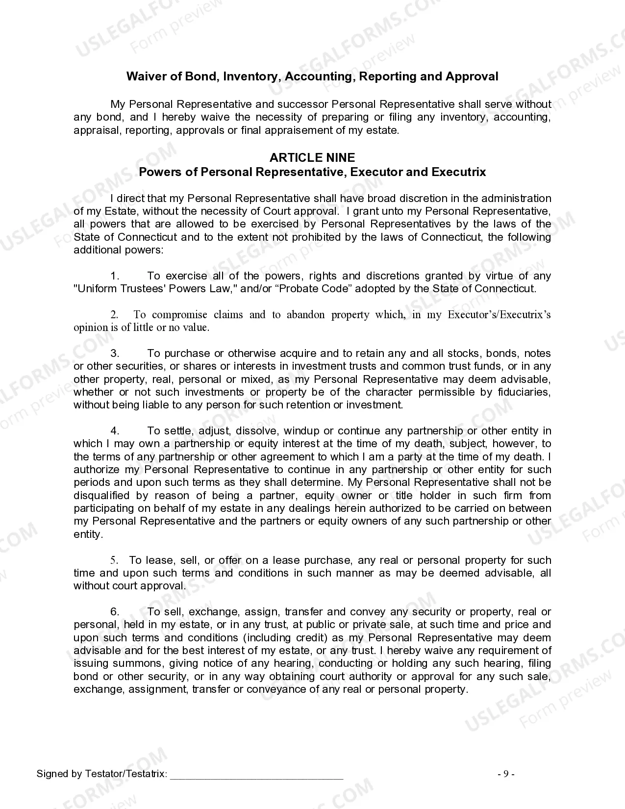 Preview Last Will and Testament for a Civil Union Partner with No Children