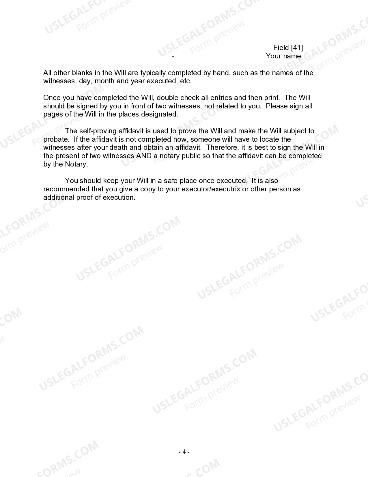 Preview Last Will and Testament for a Civil Union Partner with No Children