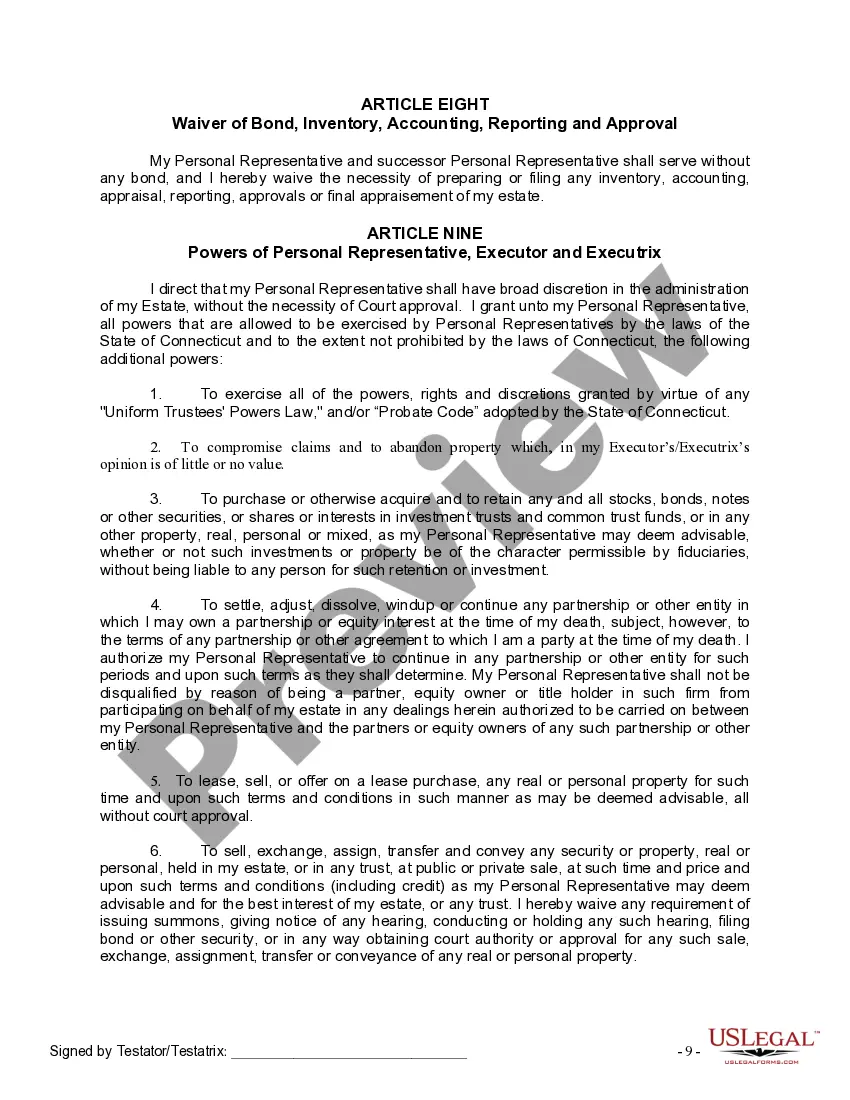 Preview Last Will and Testament for a Married Person with No Children