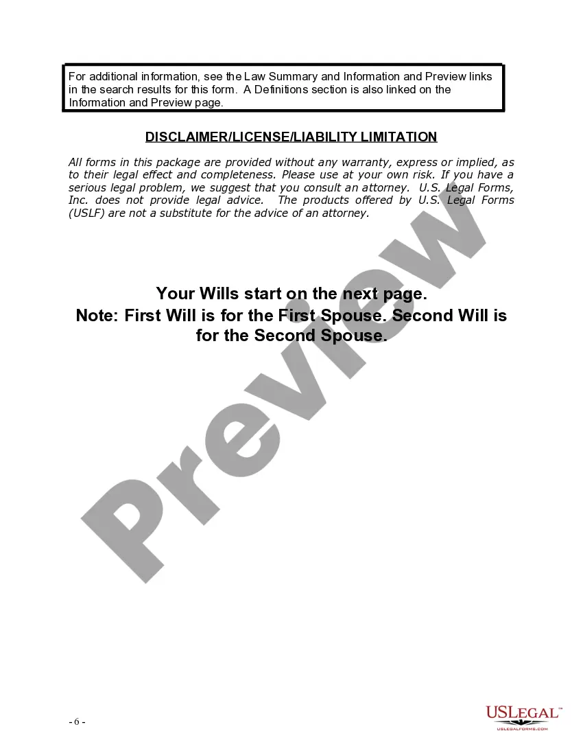 Preview Mutual Wills Package with Last Wills and Testaments for Married Couple with Adult Children