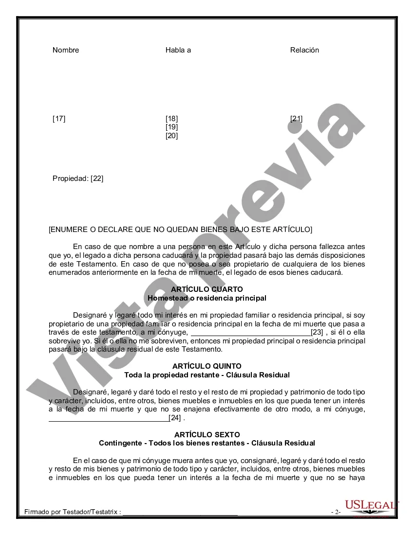 Preview Paquete de Voluntades Mutuas con Últimas Voluntades y Testamentos para Pareja Casada sin Hijos