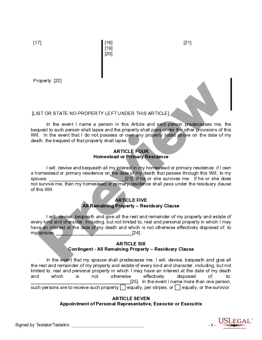 Preview Mutual Wills package with Last Wills and Testaments for Married Couple with No Children