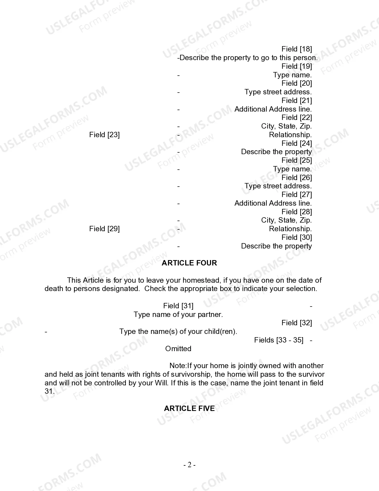 Preview Last Will and Testament for Civil Union Partner with Adult and Minor Children from Prior Marriage