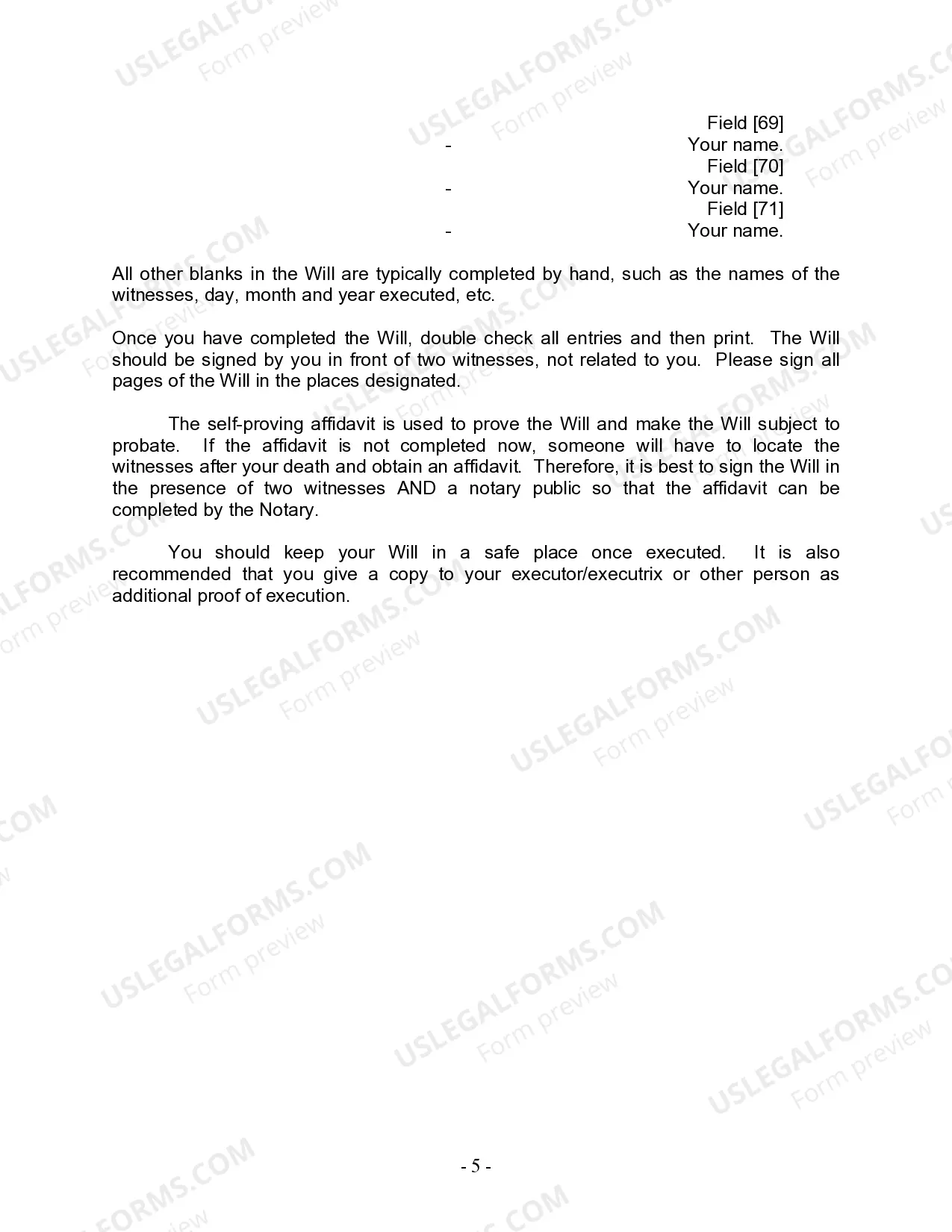 Preview Last Will and Testament for Civil Union Partner with Adult and Minor Children from Prior Marriage