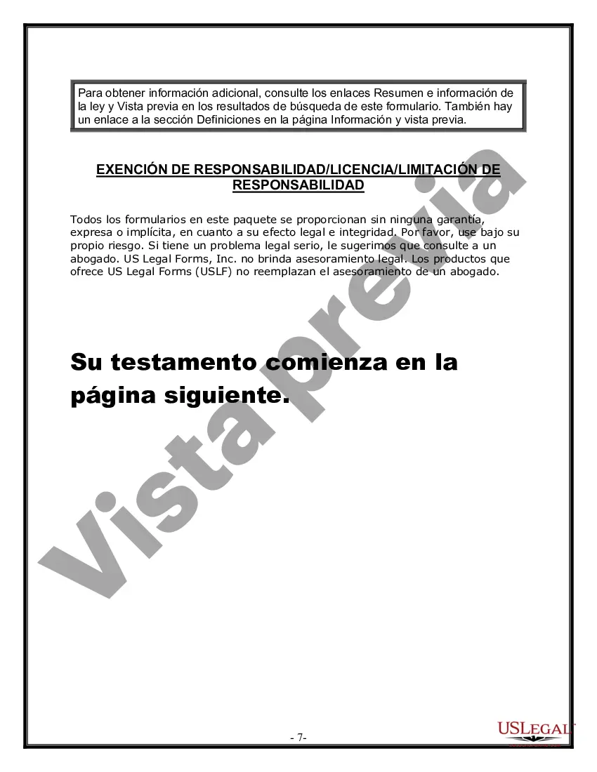 Preview Formulario Legal de Última Voluntad y Testamento para Persona Casada con Hijos Adultos y Menores de Matrimonio Anterior