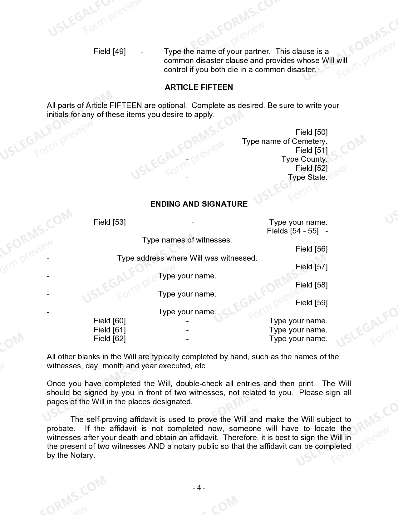Preview Last Will and Testament for Civil Union Partner with Adult and Minor Children