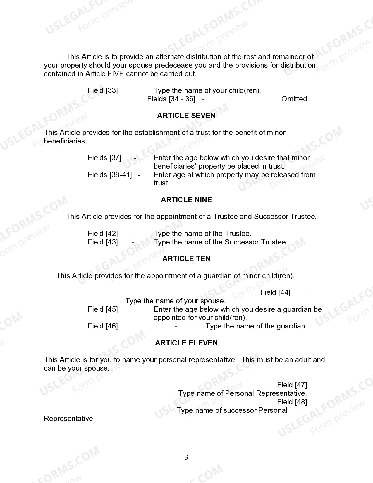 Preview Mutual Wills Package with Last Wills and Testaments for Married Couple with Adult and Minor Children
