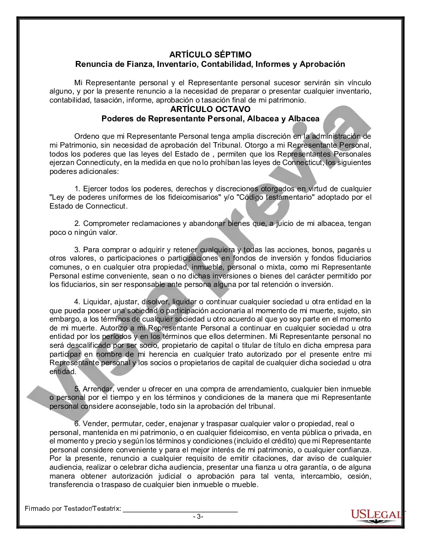 Preview Formulario de testamento y última voluntad legal para viuda o viudo con hijos adultos