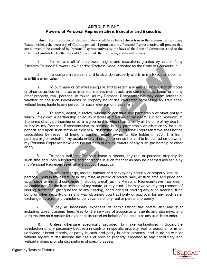 Preview Last Will and Testament for a Widow or Widower with Adult Children