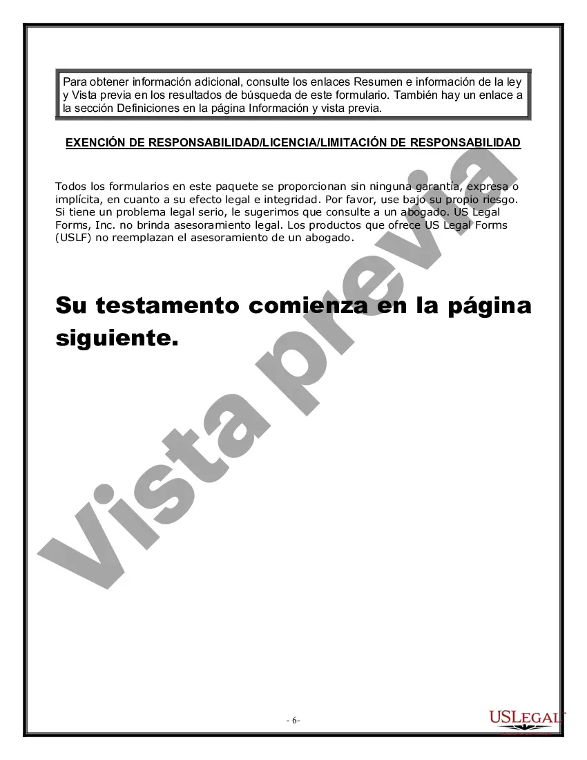 Preview Formulario Legal de Última Voluntad y Testamento para Viuda o Viudo con Hijos Menores