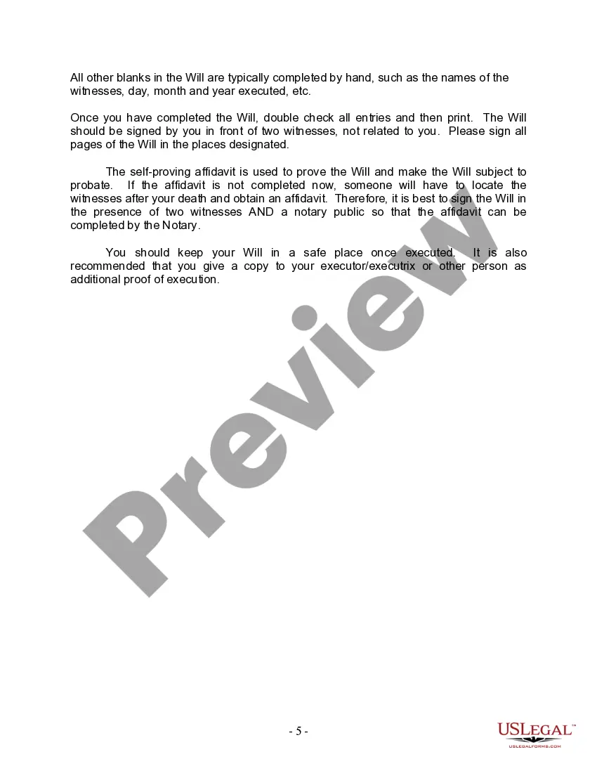 Preview Last Will and Testament for Divorced and Remarried Person with Mine, Yours and Ours Children