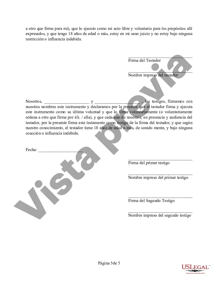 Preview Codicilo al formulario de testamento para enmendar su testamento - Testamentary Pet Trust