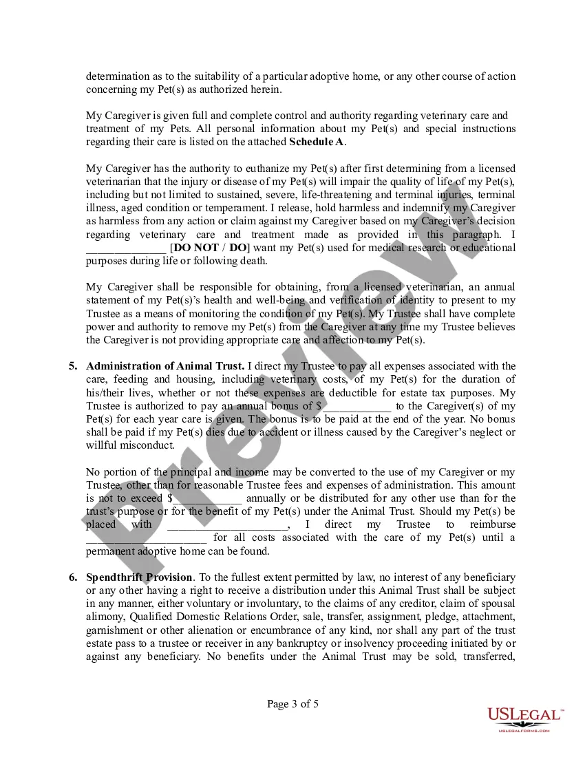 Preview Codicil to Will Form for Amending Your Will - Testamentary Pet Trust