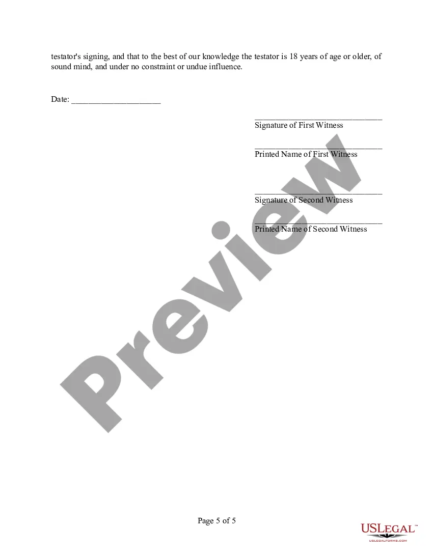 Preview Codicil to Will Form for Amending Your Will - Testamentary Pet Trust