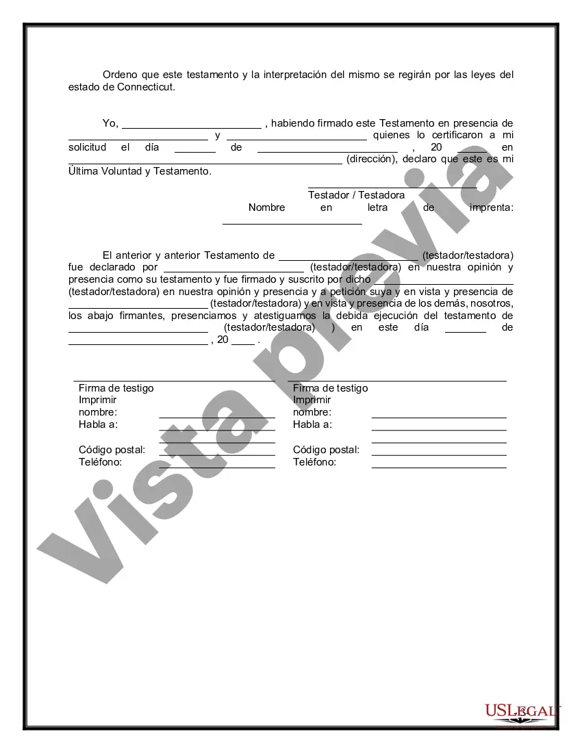 Preview Último testamento legal y formulario de testamento con todos los bienes en fideicomiso llamado testamento invertido